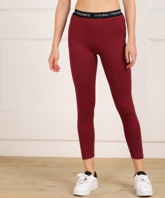 Young trendz Solid Women Maroon Tights