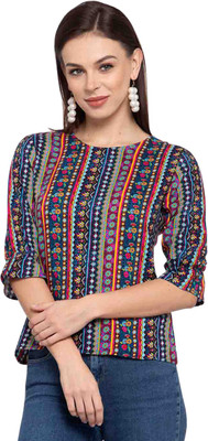 Style Quotient Casual 3/4 Sleeve Printed Women Multicolor Top