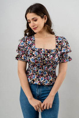 PRETTY LOVING THING Casual Half Sleeve Printed Women Multicolor Top