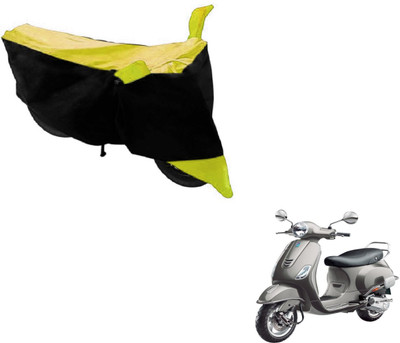 MOCKHE Two Wheeler Cover for Universal For Bike(Vespa VXL, Black, Yellow)