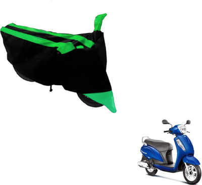 MOCKHE Two Wheeler Cover for Suzuki(Access, Black, Green)