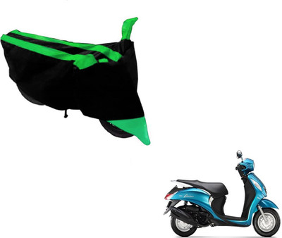 MOCKHE Two Wheeler Cover for Yamaha(Fascino, Black, Green)