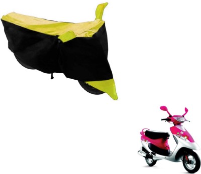 MOCKHE Two Wheeler Cover for TVS(Scooty Pep+, Black, Yellow)