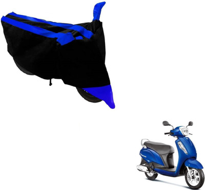 MOCKHE Two Wheeler Cover for Suzuki(Access, Black, Blue)