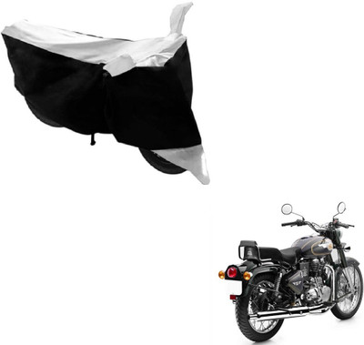 MOCKHE Two Wheeler Cover for Royal Enfield(Bullet 500, Black, White)