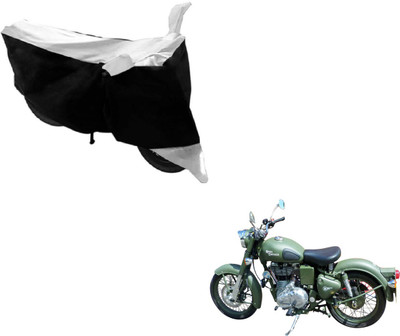 MOCKHE Two Wheeler Cover for Royal Enfield(Battle, Black, White)