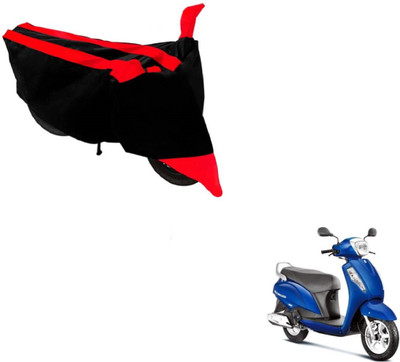 NIKS Two Wheeler Cover for Suzuki(Access, Black, Red)
