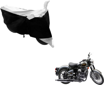 NIKS Two Wheeler Cover for Royal Enfield(Classic 500, Black, White)