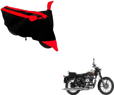 MOCKHE Two Wheeler Cover for Royal Enfield(Bullet 350, Black, Red)