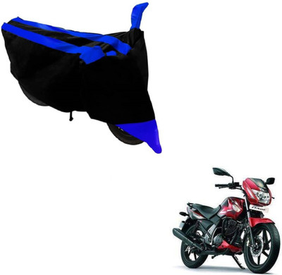 MOCKHE Two Wheeler Cover for TVS(Flame SR125, Black, Blue)