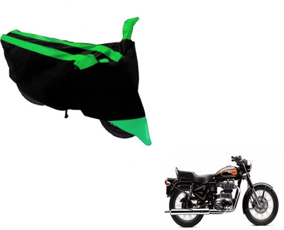NIKS Two Wheeler Cover for Royal Enfield(500, Black, Green)