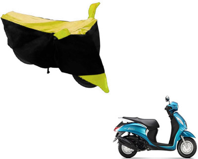 MOCKHE Two Wheeler Cover for Yamaha(Fascino, Black, Yellow)