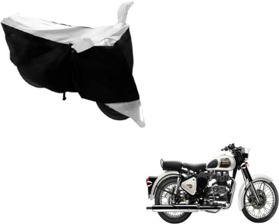 NIKS Two Wheeler Cover for Royal Enfield(Classic 350, Black, White)