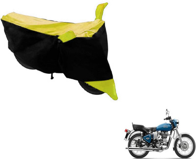 NIKS Two Wheeler Cover for Royal Enfield(Black, Yellow)