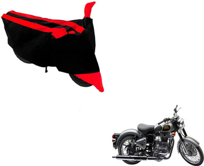MOCKHE Two Wheeler Cover for Royal Enfield(Classic 500, Black, Red)