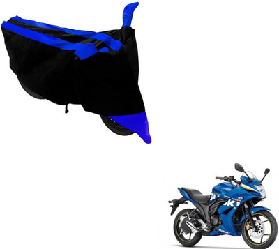 MOCKHE Two Wheeler Cover for Suzuki(Gixxer SF, Black, Blue)