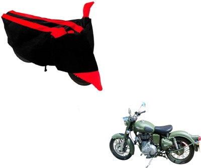 Amanzo Two Wheeler Cover for Royal Enfield(Battle, Black, Red)