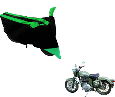 Flipkart SmartBuy Two Wheeler Cover for Royal Enfield(Battle, Black, Green)