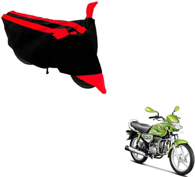 MOCKHE Two Wheeler Cover for Hero(HF Deluxe, Black, Red)