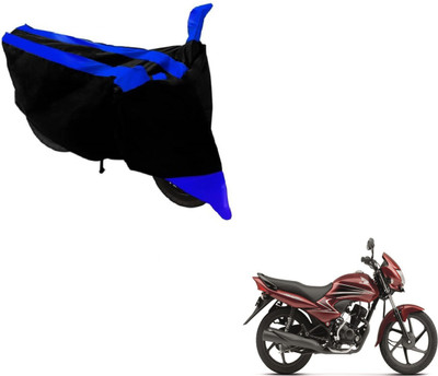 MOCKHE Two Wheeler Cover for Honda(Dream Yuga, Black, Blue)