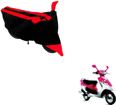 MOCKHE Two Wheeler Cover for TVS(Scooty Pep+, Black, Red)