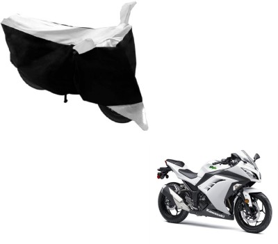 MOCKHE Two Wheeler Cover for Kawasaki(Ninja 300, Black, White)