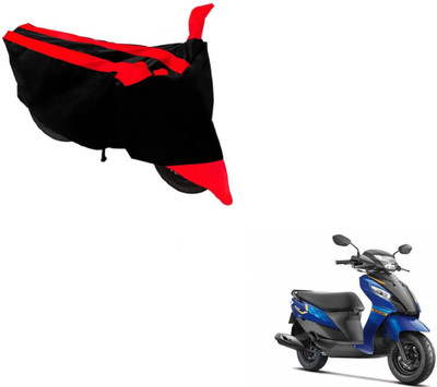 MOCKHE Two Wheeler Cover for Suzuki(Let's, Black, Red)