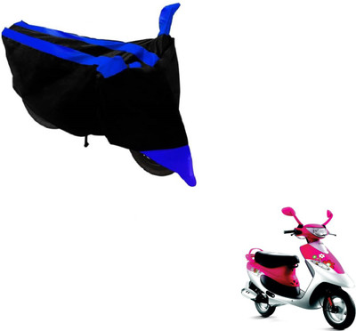 MOCKHE Two Wheeler Cover for TVS(Scooty Pep+, Black, Blue)