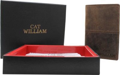 Cat William Men Brown Genuine Leather Wallet(11 Card Slots)