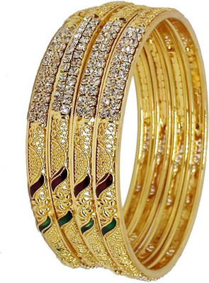 Jewels Kafe Alloy Gold-plated Bangle Set(Pack of 4)