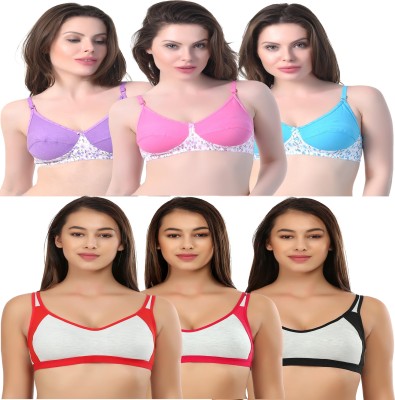 In Beauty Women T-Shirt Non Padded Bra(Multicolor)