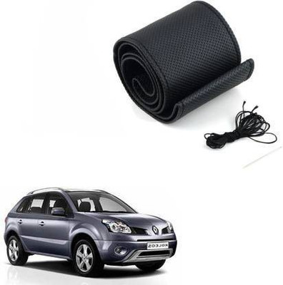 ELECTRIBLES Hand Stiched Steering Cover For Renault Koleos(Black, Leatherite)