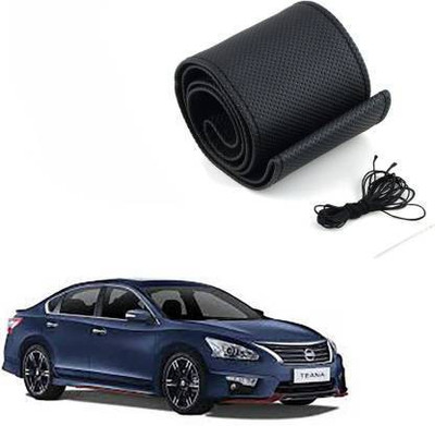 ELECTRIBLES Hand Stiched Steering Cover For Nissan Teana(Black, Leatherite)
