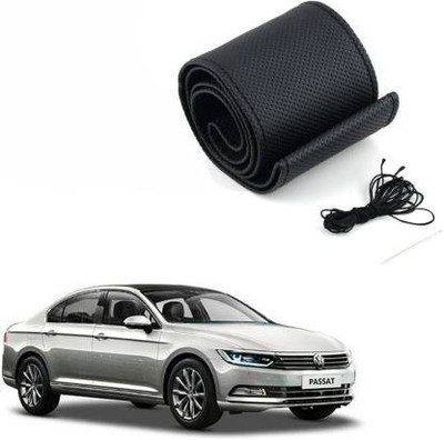 ELECTRIBLES Hand Stiched Steering Cover For Volkswagen Passat(Black, Leatherite)