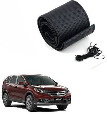 ELECTRIBLES Hand Stiched Steering Cover For Honda CR-V(Black, Leatherite)