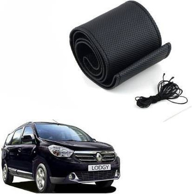ELECTRIBLES Hand Stiched Steering Cover For Renault Lodgy(Black, Leatherite)