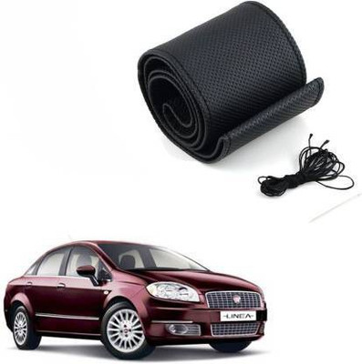 ELECTRIBLES Hand Stiched Steering Cover For Fiat Linea Classic(Black, Leatherite)