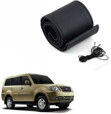 ELECTRIBLES Hand Stiched Steering Cover For Tata Grand Dicor(Black, Leatherite)