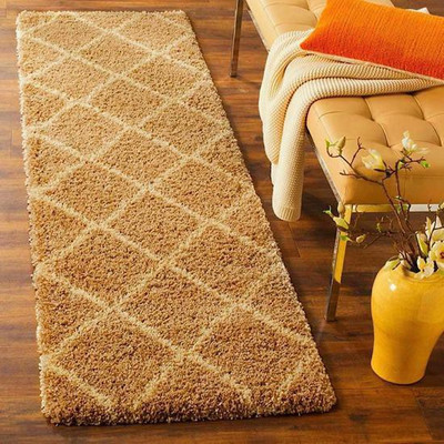 shopgallery Gold Polyester Runner(2 ft,  X 3 ft, Rectangle)