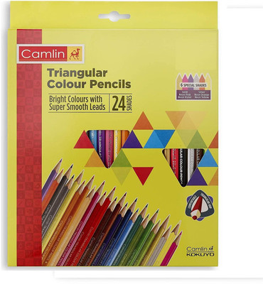 Kokuyo Camlin Triangular Colour Pencils Round Shaped Color Pencils(Set of 24, Multicolor)