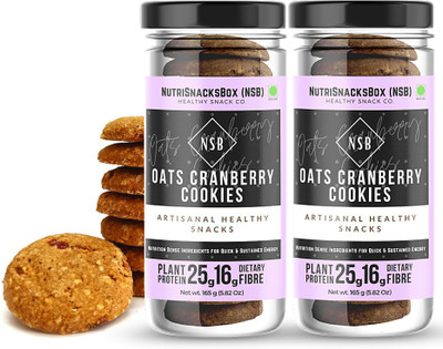 NutriSnacksBox Eggless Fresh Oat & Cranberry Cookies Cookies Biscuit(2 x 165 g)