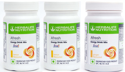HERBALIFE Afresh Energy Drinks Mix afresh Lemon 2 pcs +1 pcs Ginger Flavour Energy Drink(3x50 g, Lemon, Ginger Flavored)