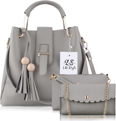 LIKE STYLE Women Grey Shoulder Bag(Pack of: 3)