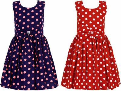 CINDERELLA THE CREATIONS FACTORY Baby Girls Below Knee Casual Dress(Multicolor, Sleeveless)
