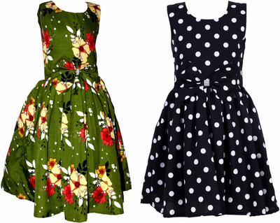 CINDERELLA THE CREATIONS FACTORY Baby Girls Below Knee Casual Dress(Multicolor, Sleeveless)