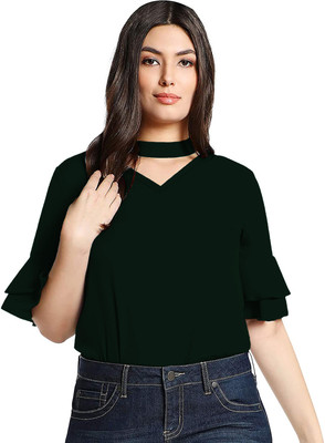 ORIEX Girls Casual Polyester Top(Green, Pack of 1)