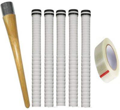 Y2M Set of 5 Cricket Bat White grip (XR9) + one wooden cone (gripper) + One Side Fiber Cricket Kit