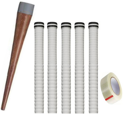 Y2M Set of 5 Cricket Bat White grip (XR3) + one wooden cone (gripper) + One Side Fiber Cricket Kit