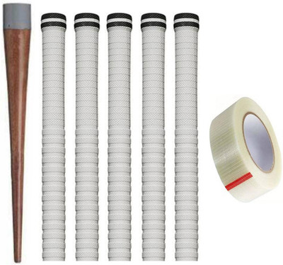 Y2M Set of 5 Cricket Bat White grip (XR11) + one wooden cone (gripper) + One Side Fiber Cricket Kit