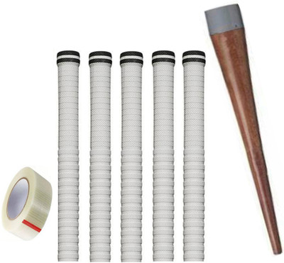 Y2M Set of 5 Cricket Bat White grip (XR2) + one wooden cone (gripper) + One Side Fiber Cricket Kit
